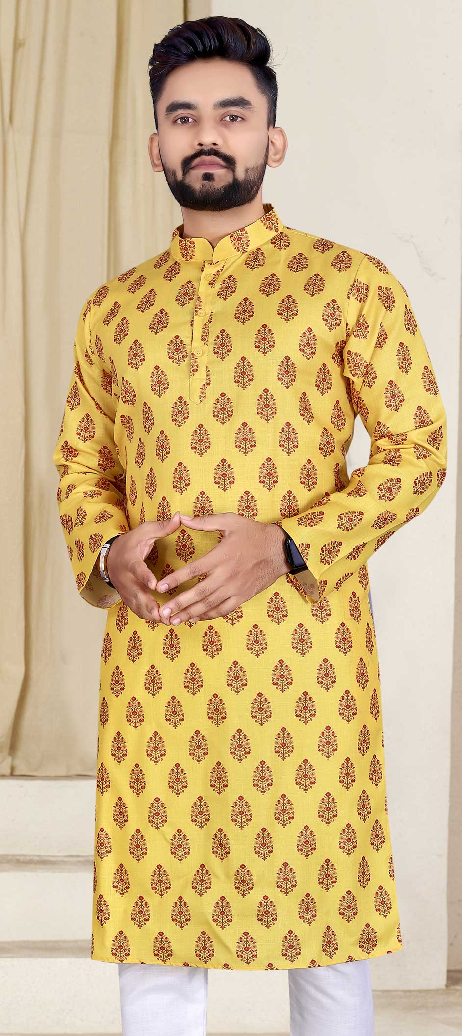 Yellow color Cotton fabric Kurta 1814916