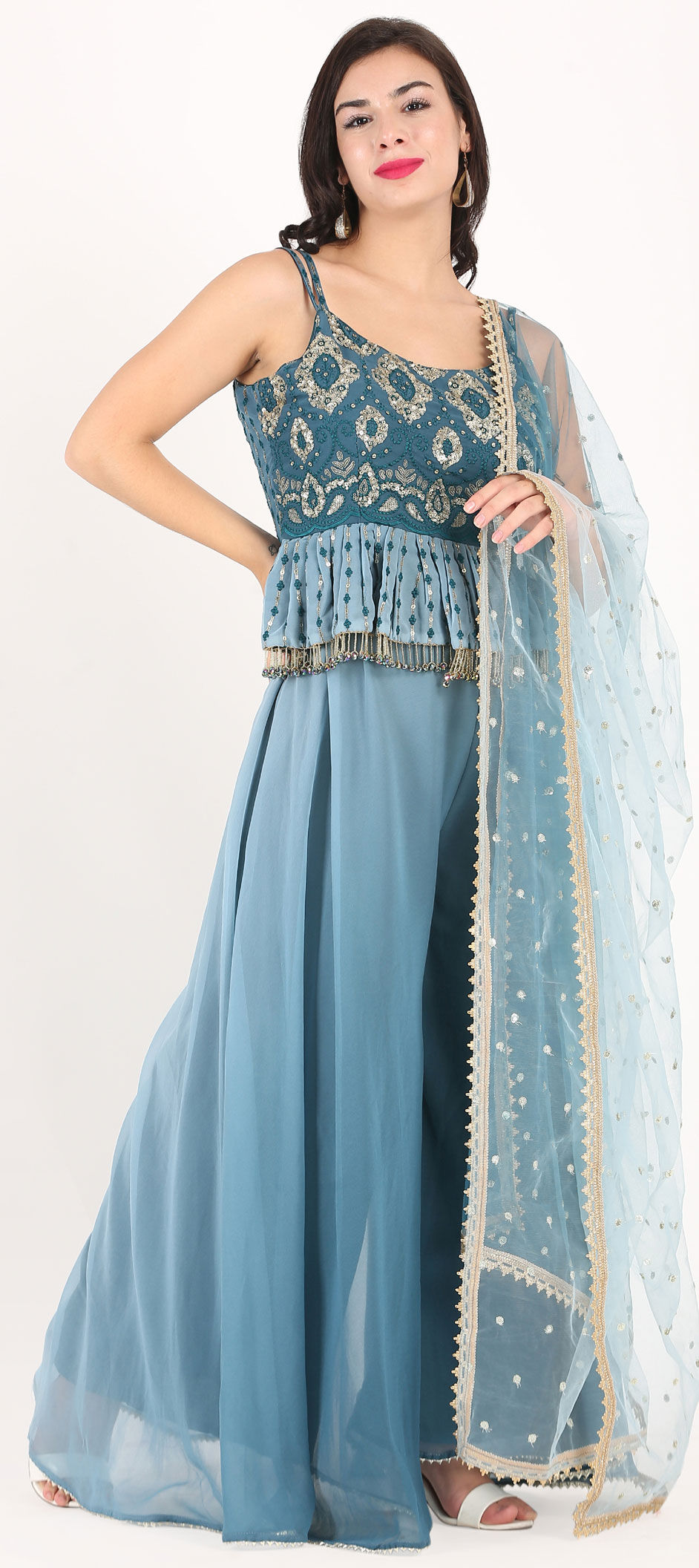 Exclusive Blue Beige Maheshwari Silk Salwar Kameez Dress Material MB18 main image 0
