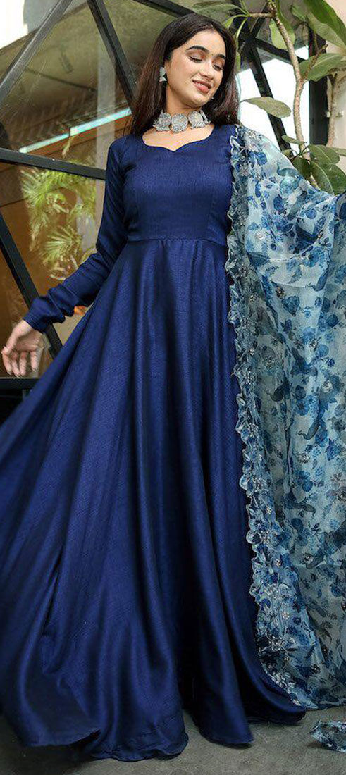 Modern Blue Rayon Trendy Party Wear Readymade Top Bottom Collection Straight Design Palazzo main image 1