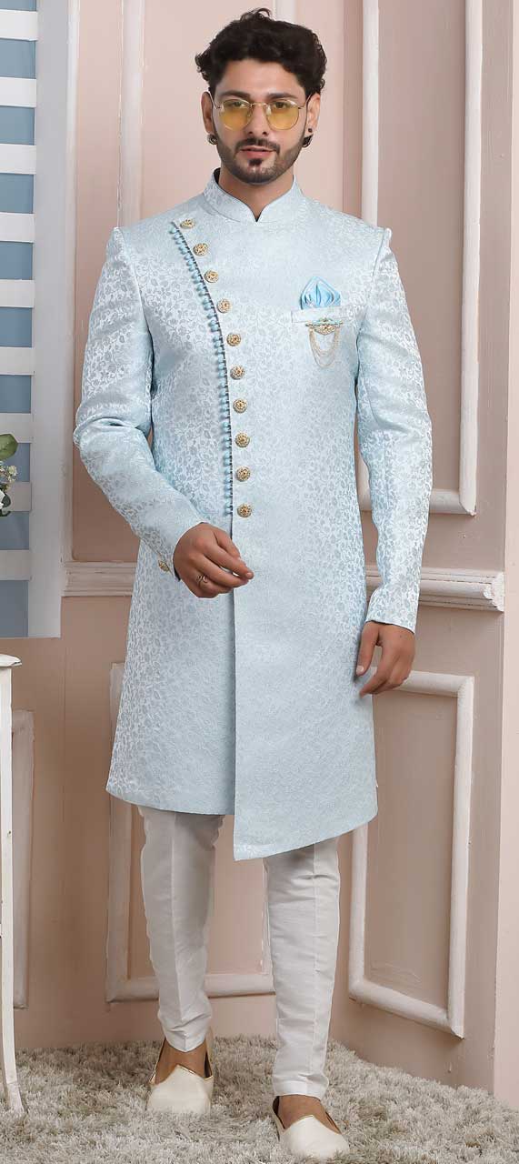 Dark blue Pure Cotton Floral Print Indowestern Dress with Embroidered Jacket