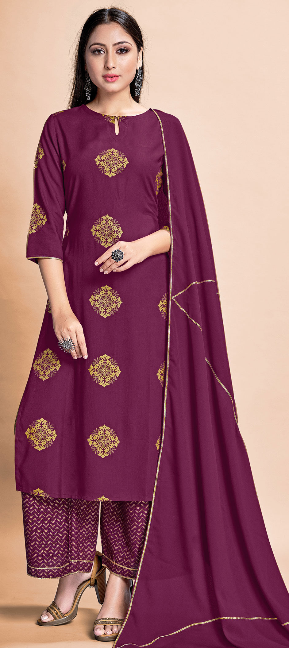 Party Wear Purple And Violet Color Rayon Fabric Salwar Kameez 1818486 7694