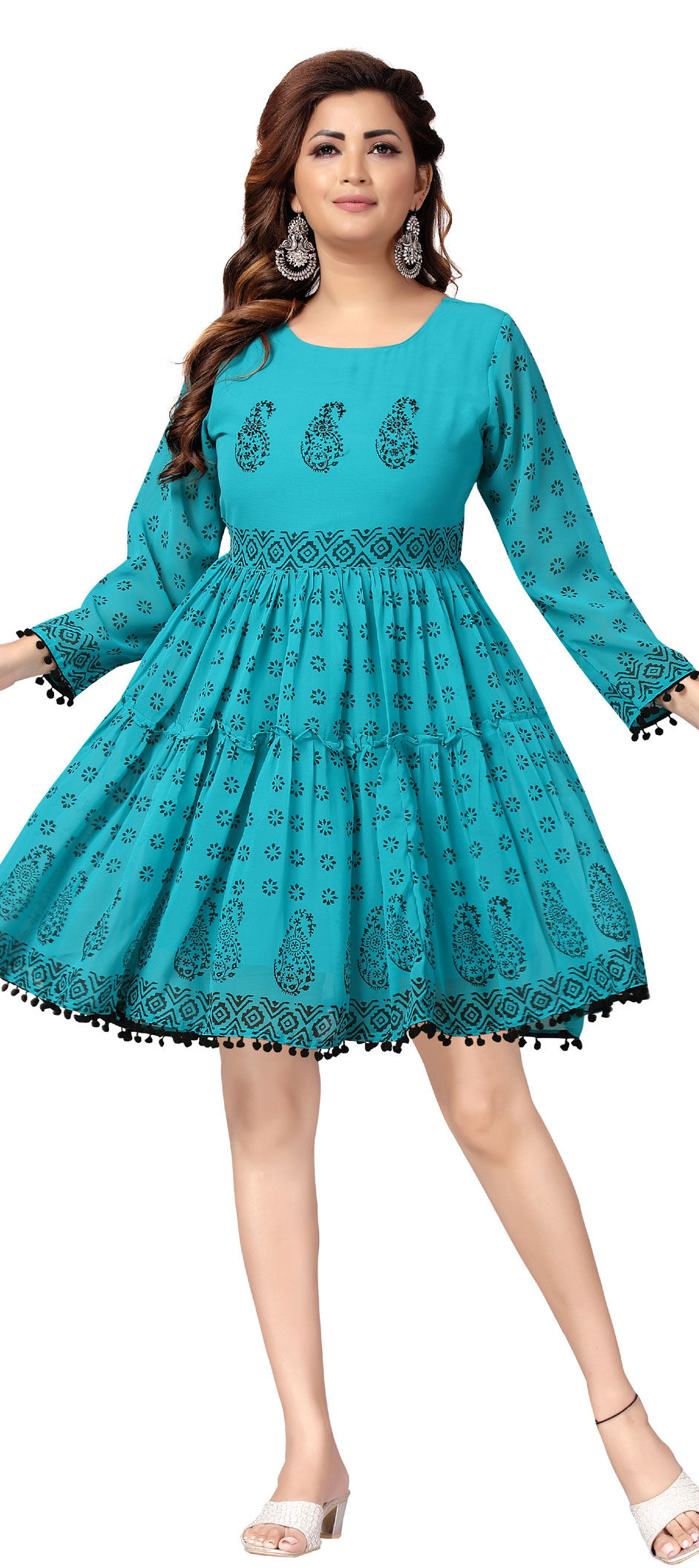 Party Wear Blue color fabric Dress 1818858