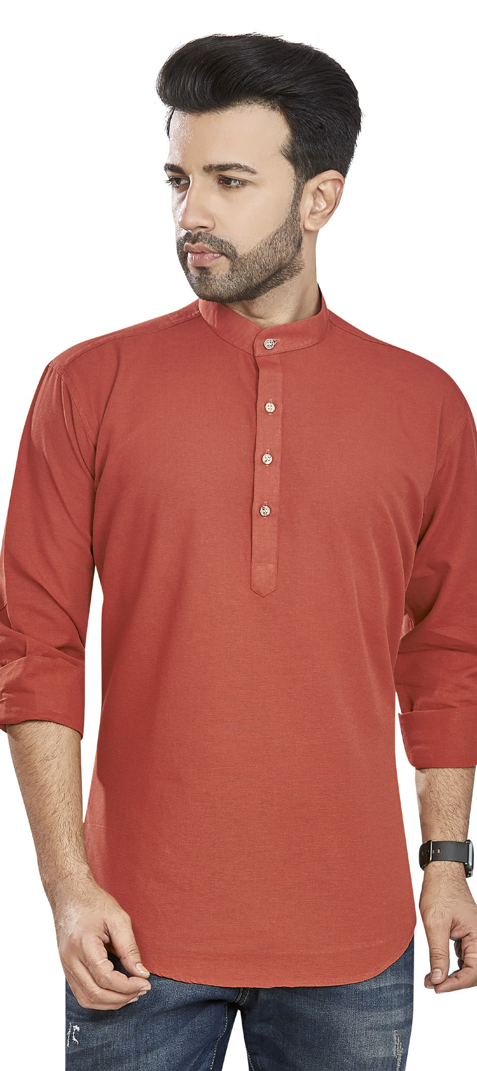 Orange color Cotton fabric Kurta 1819397