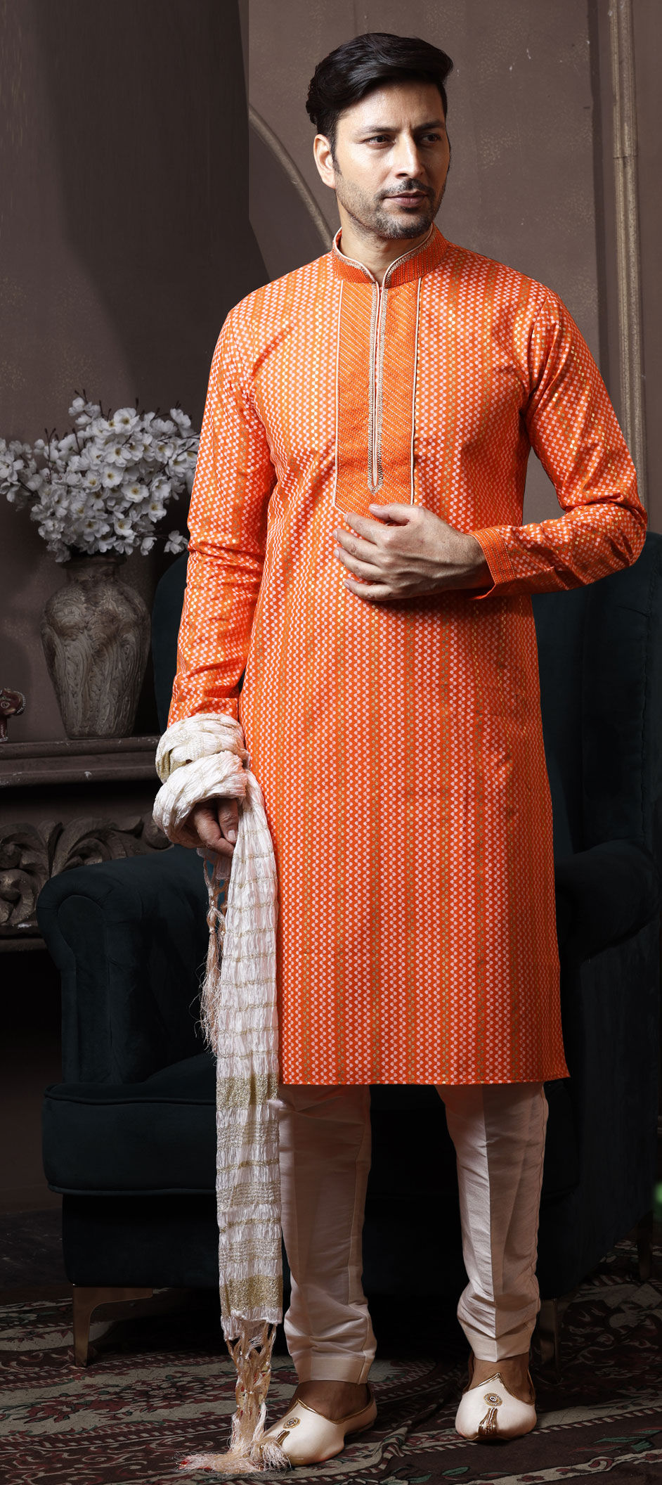 Multicolor color Cotton fabric Kurta Pyjamas 1819749