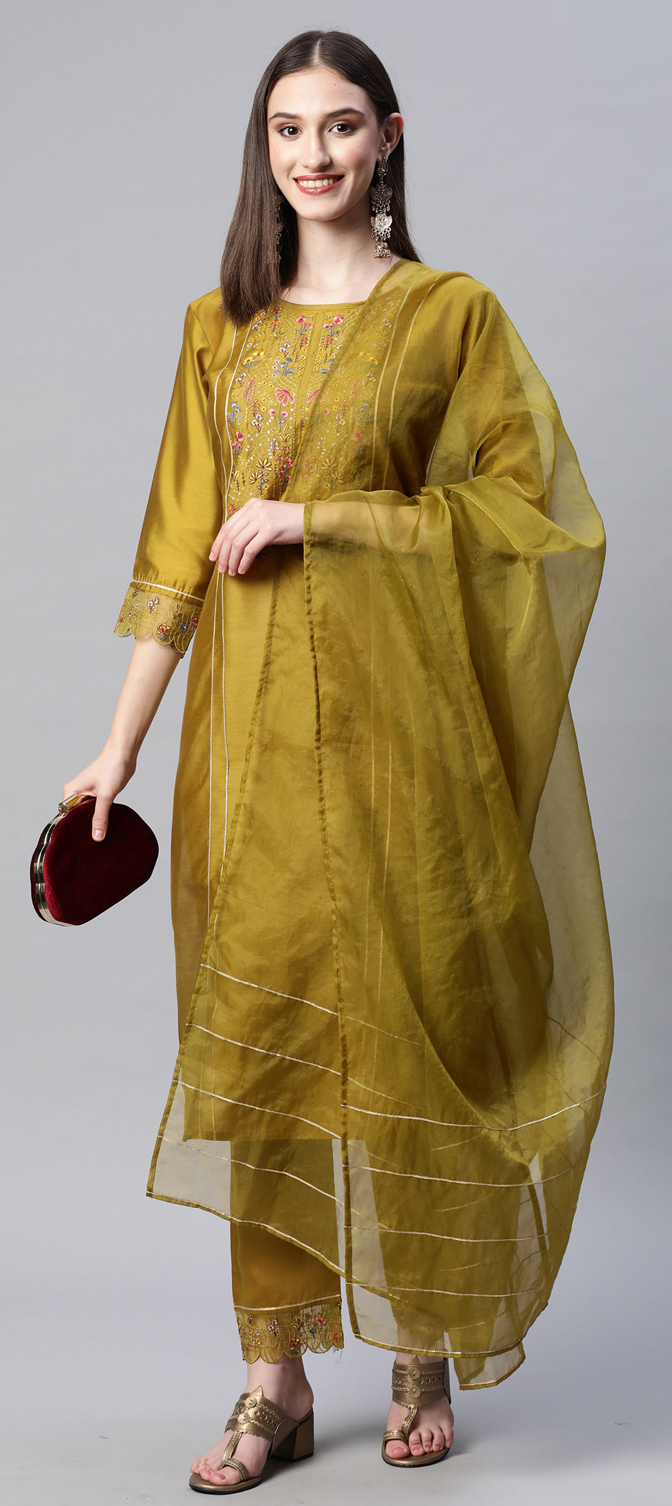 Party Wear Green color Art Silk fabric Salwar Kameez 1820573