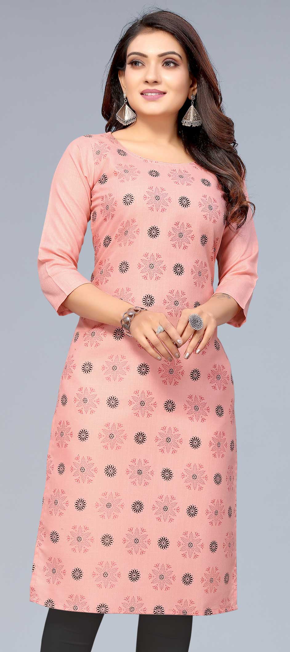 Casual Pink and Majenta color Cotton fabric Kurti 1823034