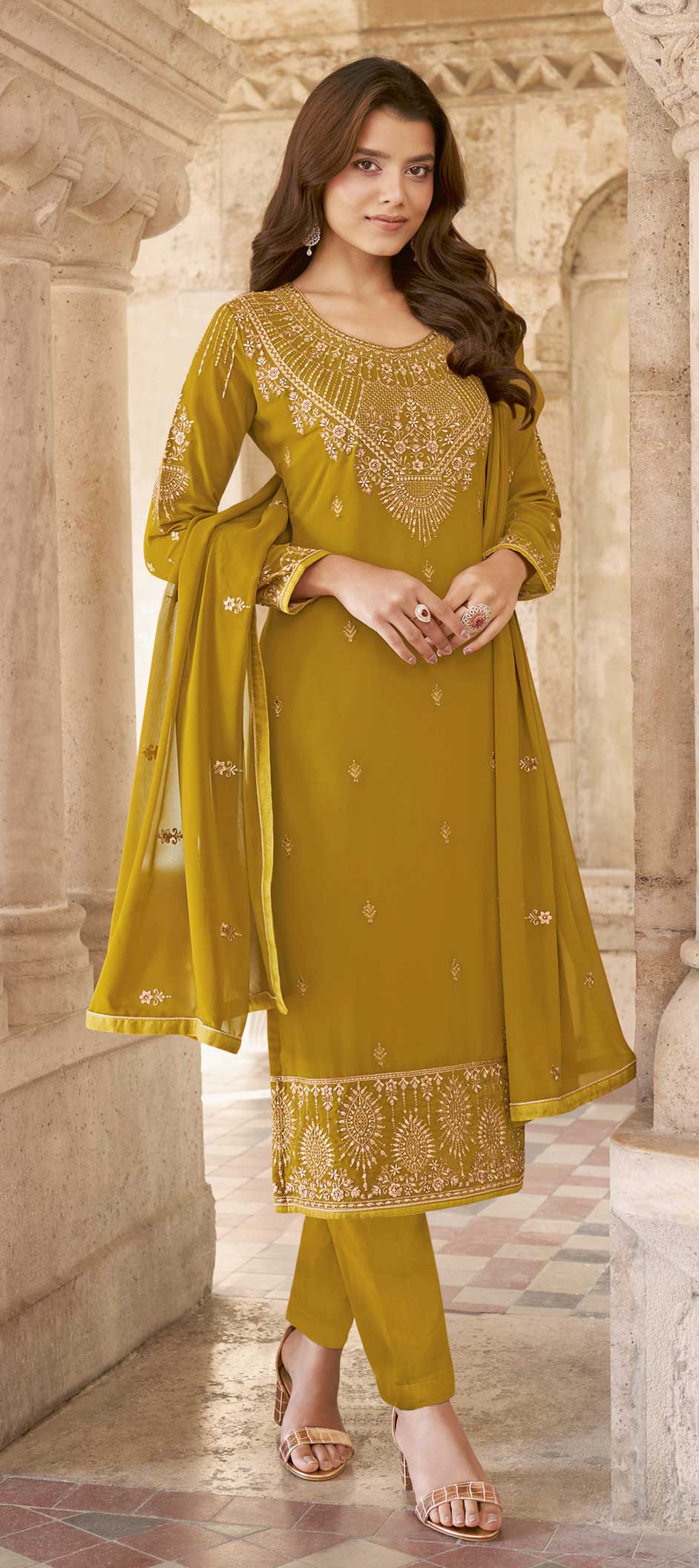 Party Wear Green color fabric Salwar Kameez 1823069