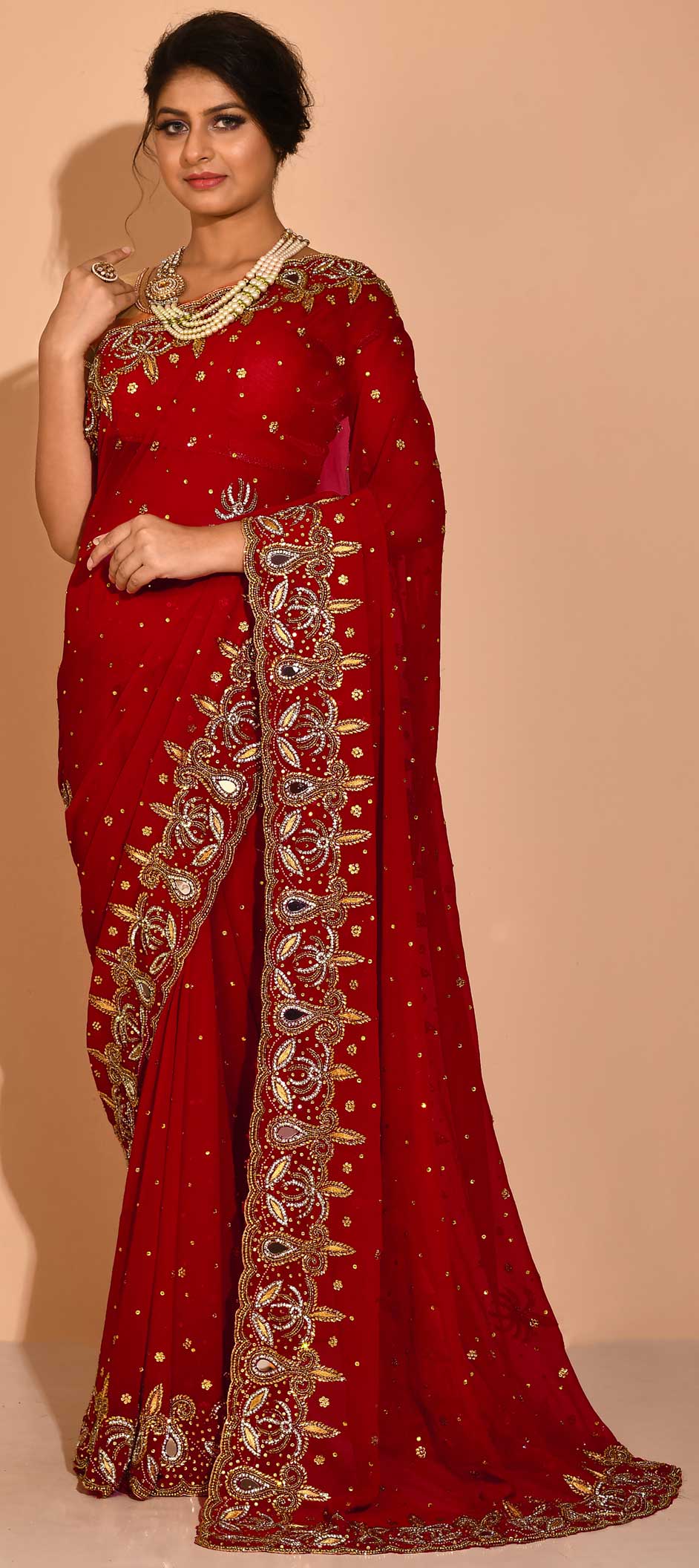 Red Color Banarasi Silk Wedding Saree – bollywoodlehenga