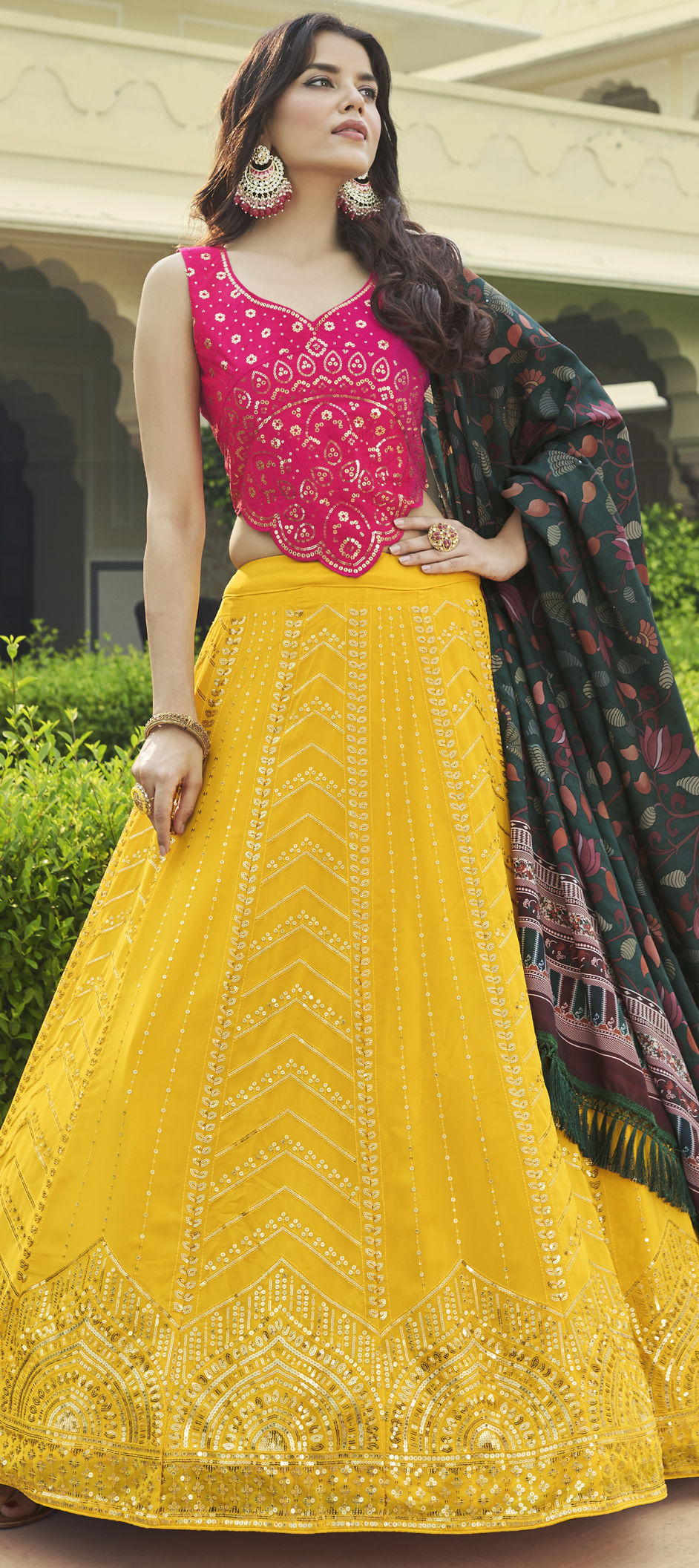 Bridal Wedding Yellow Color Georgette Fabric Lehenga 1824960 