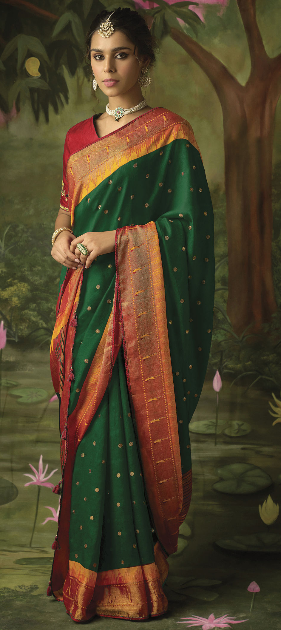 brasso saree with embroidered blouse – festive ethnic wear for women