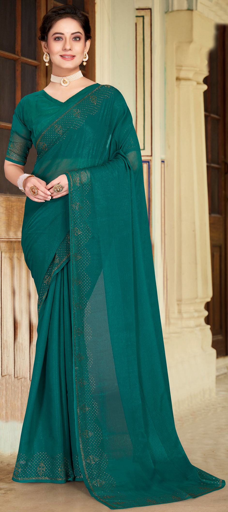 Buy online Sea Green Ruffled Saree With Blouse from ethnic wear for Women  by Florence for ₹549 at 80% off | 2024 Limeroad.com