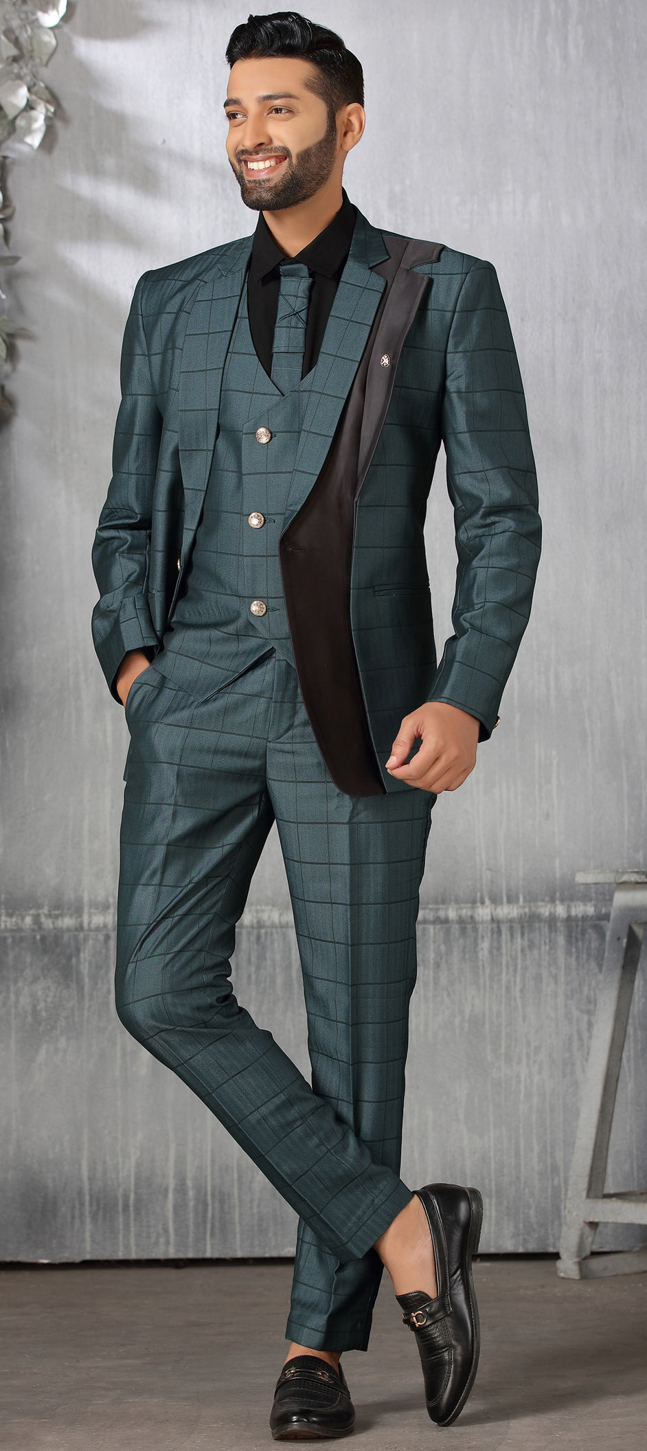スーツ 24ss maatee&sons 2 RAYON GLENCHECK SUIT Green color Rayon fabric 2 Piece Suit (with shirt) : 1829556