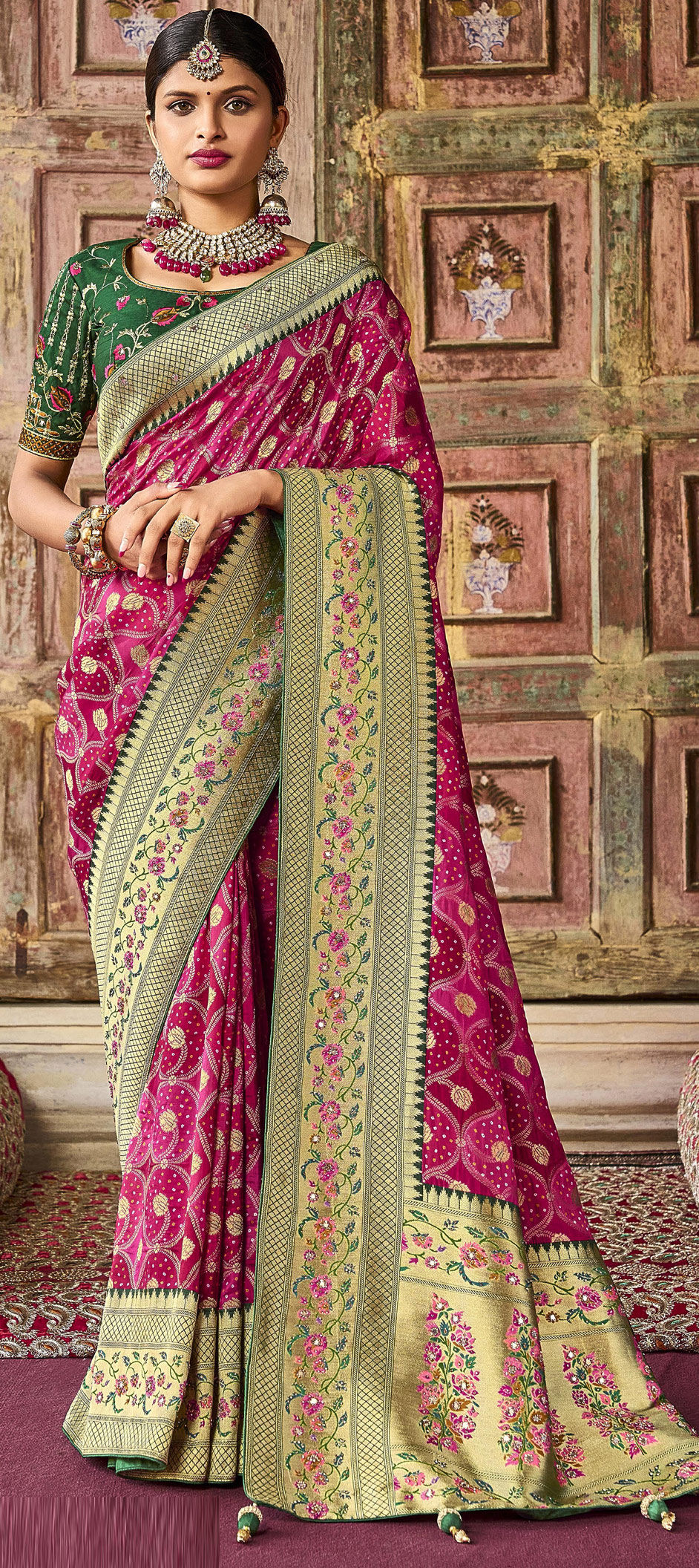 Traditional Pink And Majenta Color Banarasi Silk Silk Fabric Saree 1830417 8620