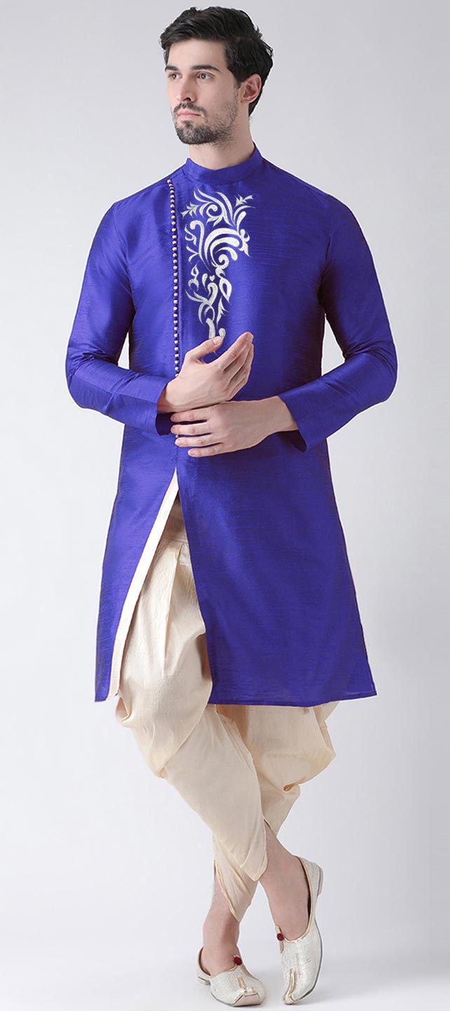 Blue Cutwork Kurta with Dhoti and Singlet