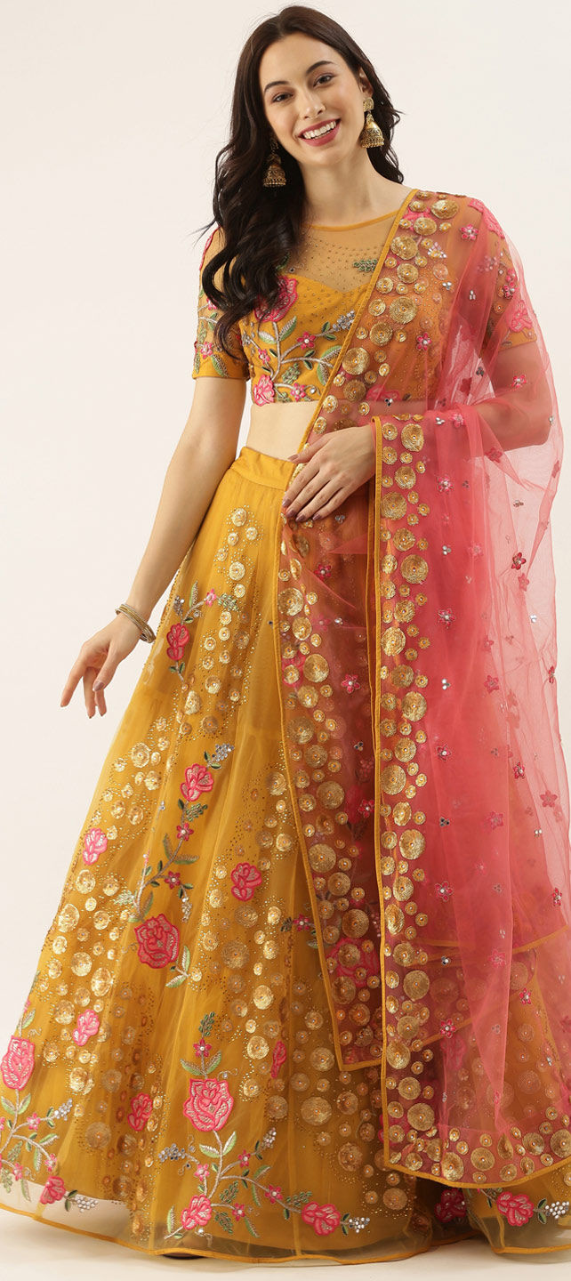 Designer Yellow Partywear Lehenga