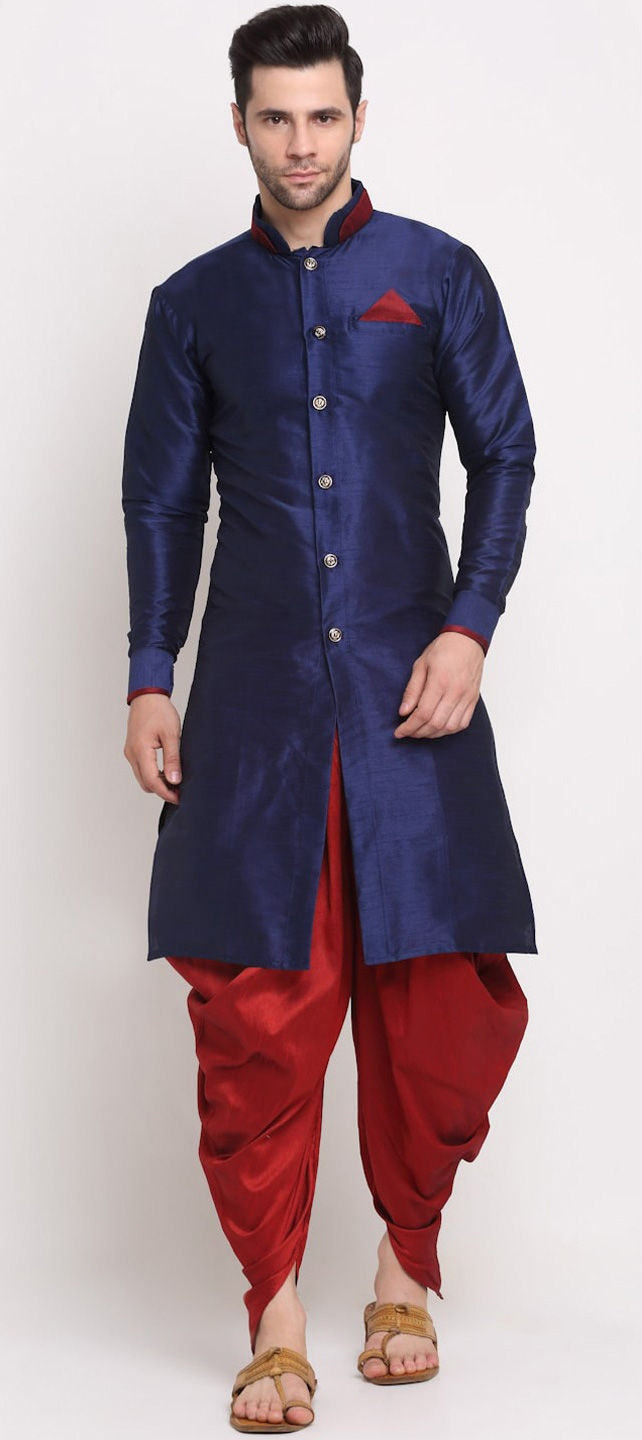 Blue Kurta Heavy Silk Dhoti main image 1