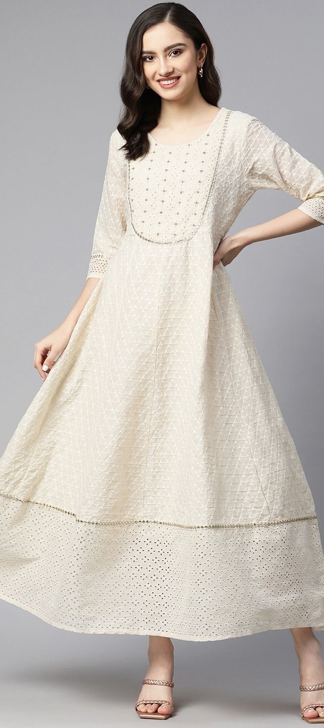 Quilted Cotton Gown - White main image 1