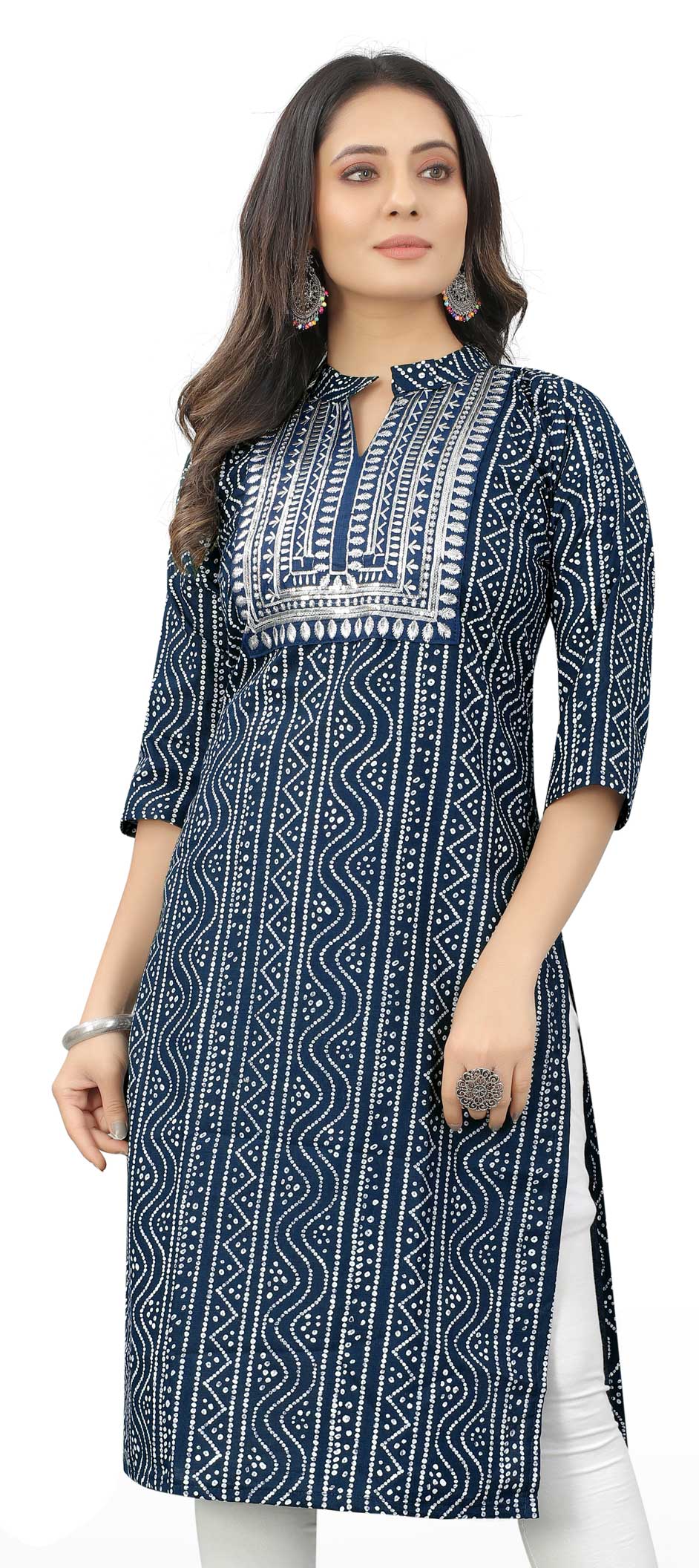 Party Wear Blue color Cotton fabric Kurti 1834768