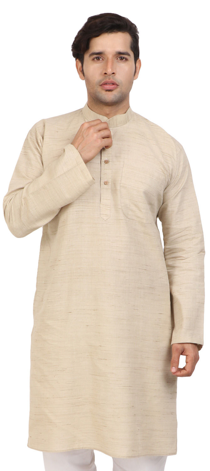 Beige and Brown color Cotton fabric Kurta 1834826