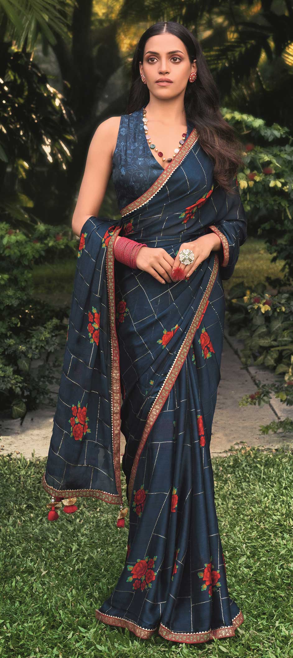 Party Wear Blue color Chiffon fabric Saree 1835877