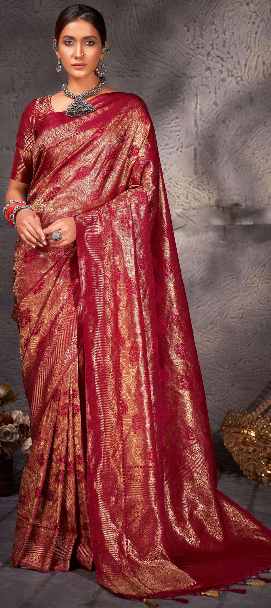 Bridal, Traditional, Wedding Red and Maroon color Kanjeevaram Silk ...