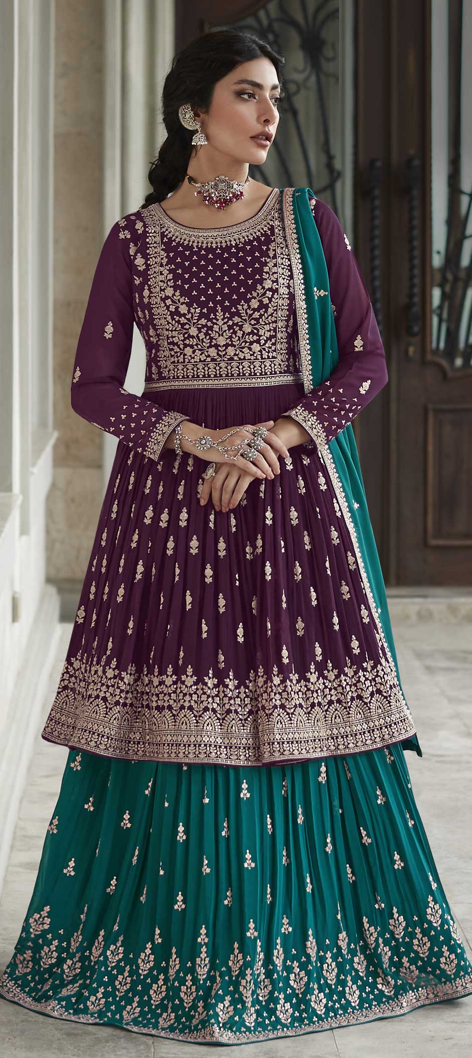 Dark Violet Viscose Lehenga Choli