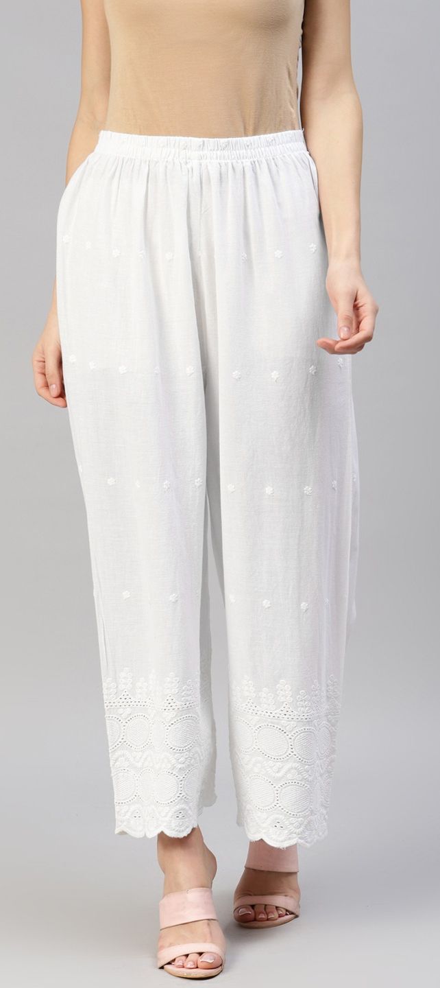 Trendy casual cotton wide palazzo pant with ikat border on the side –  Sujatra