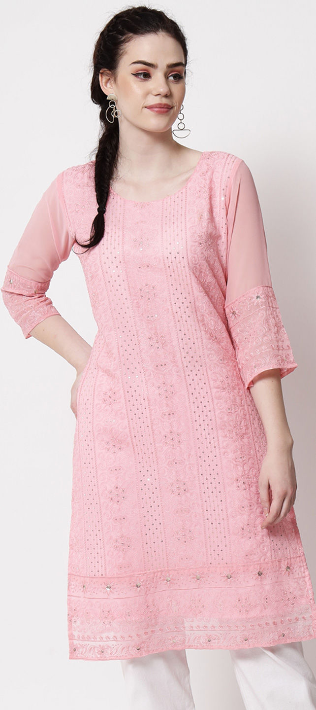 Baby Pink Georgette Kurti MHK284