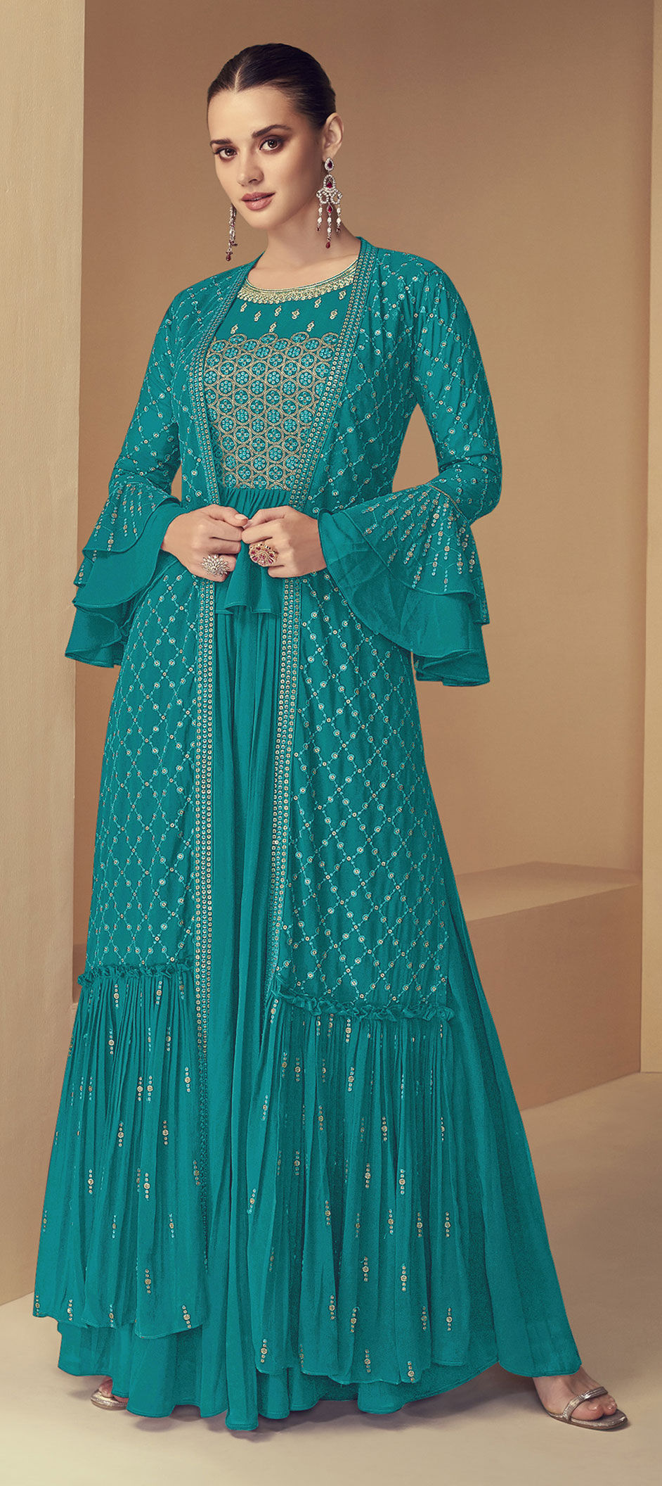 Festive, Reception Blue color fabric Salwar Kameez 1845412