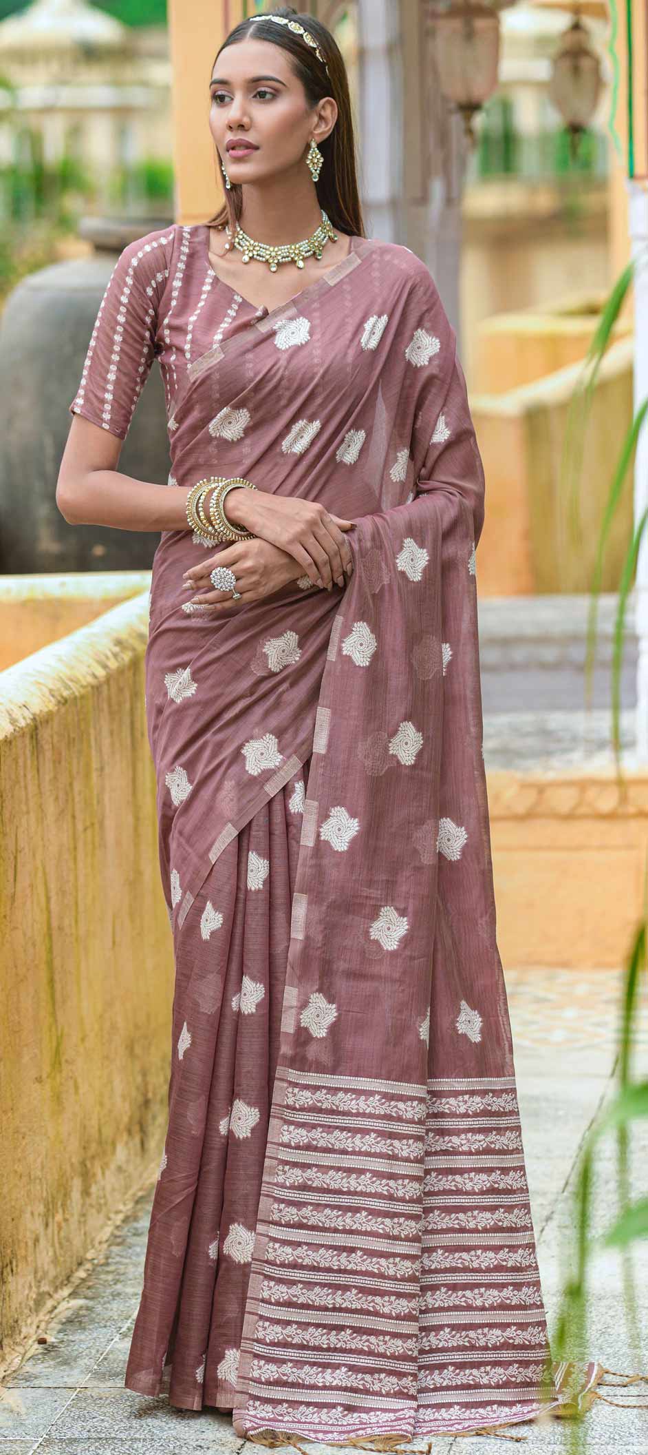 Violet Staple Cotton Saree main image 0