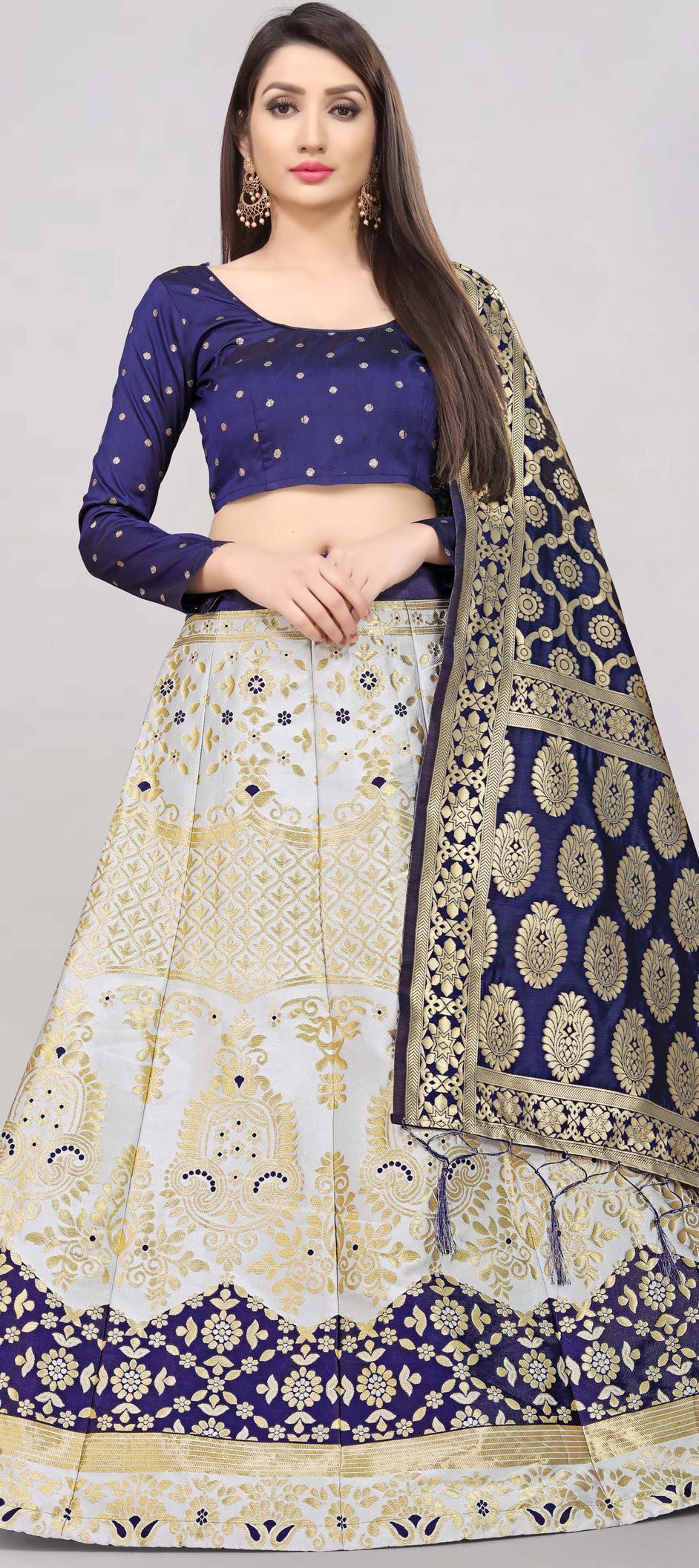 Pale Blue White Dual Tone Lehenga Choli – MySilkLove