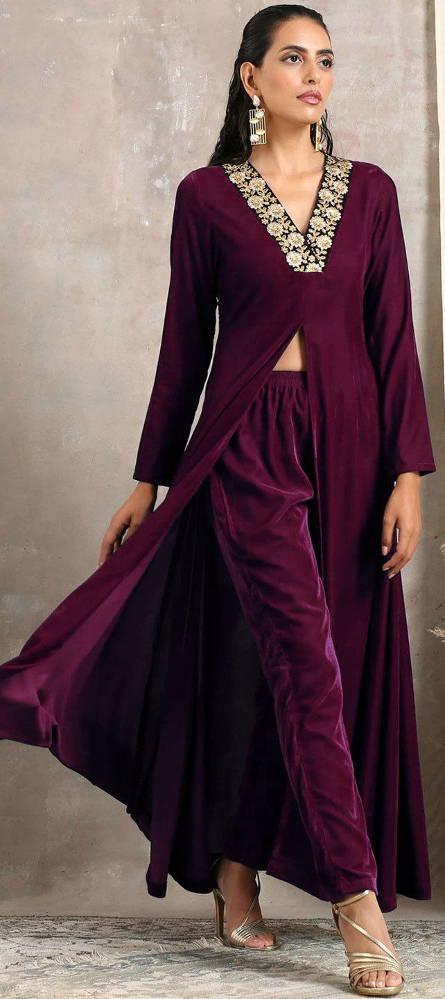 Maroon Palazzo style Suit Velvet | Palazzo style, Style, Velvet tops