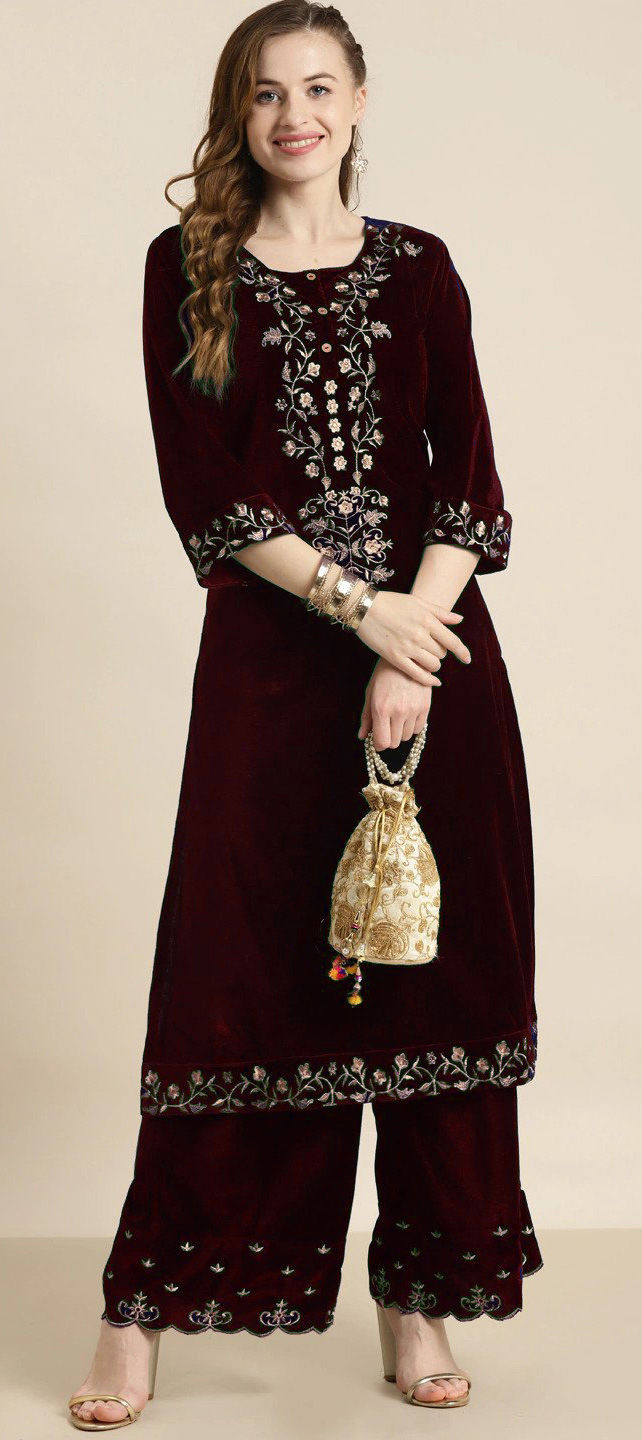 MAROON VELVET KURTI