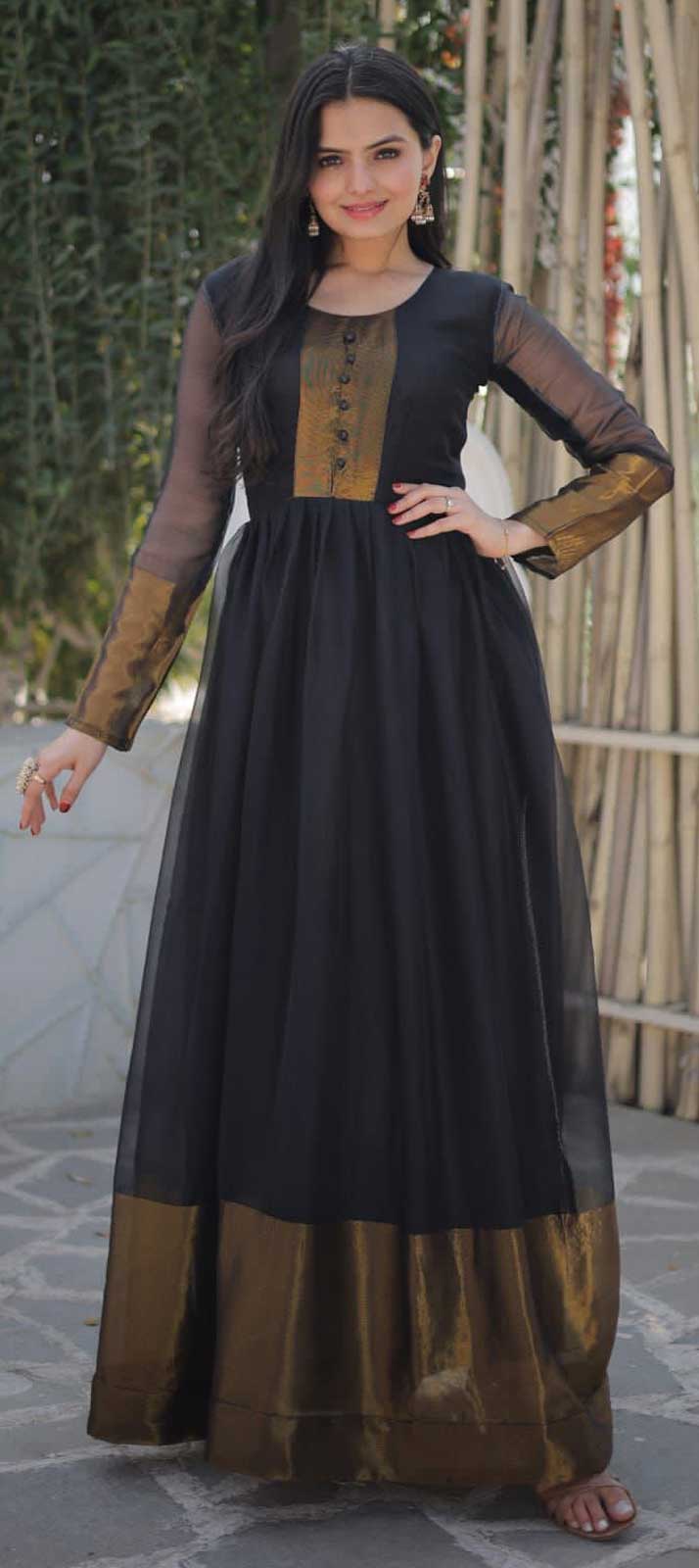 Grey-Colored Printed Fashion Gown main image 0
