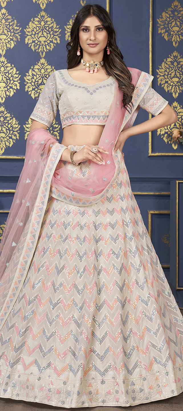 Light Beige Georgette Lehenga.