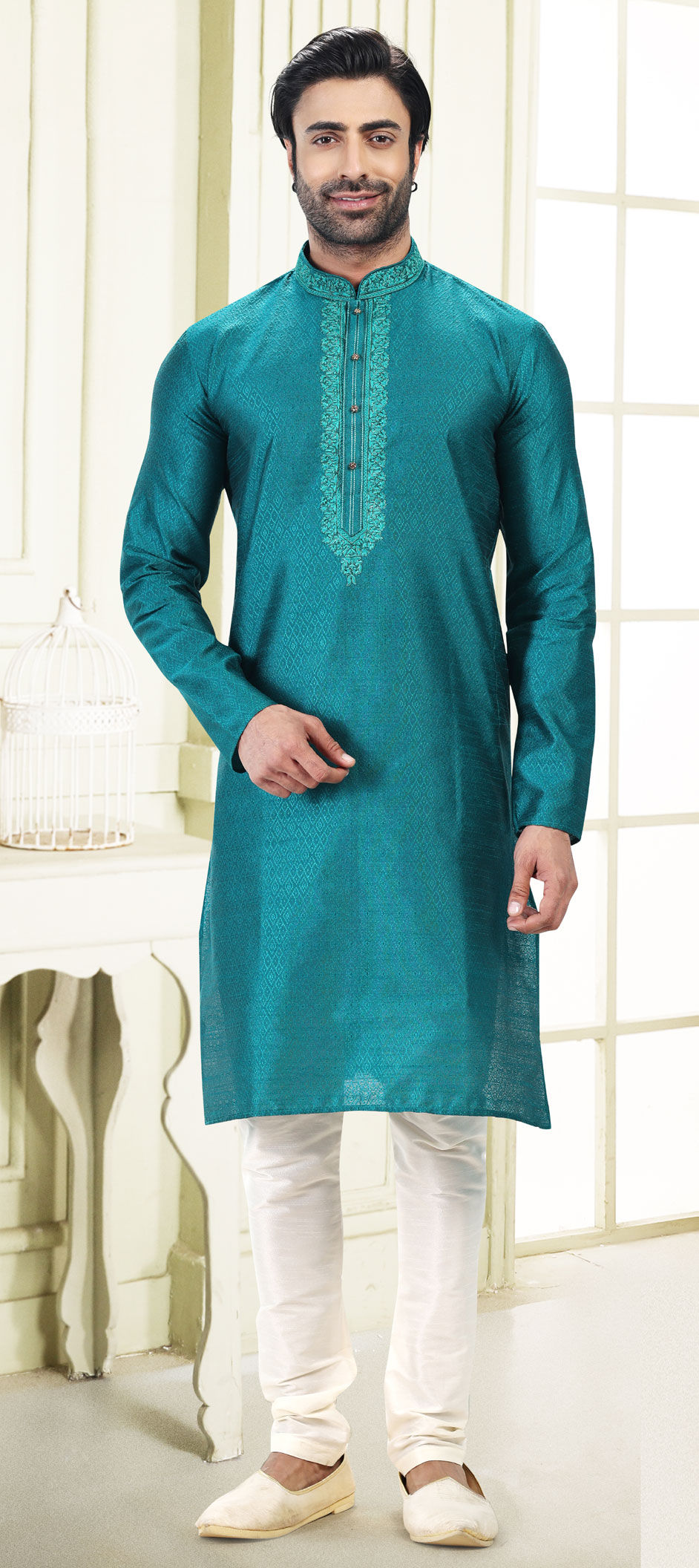 Blue Kurta Jacquard Pant main image 0