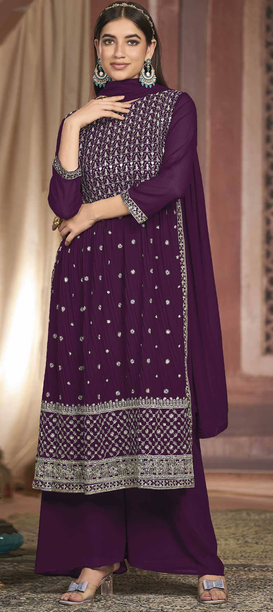 Festlicher Violetter Salwar Kameez mit Dupatta main image 0