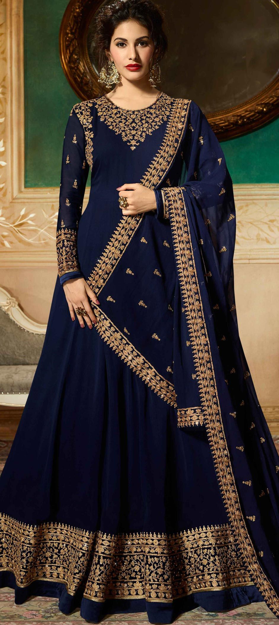 Women Cotton Lagi Bollywood Color Dark Blue Indian Churidar