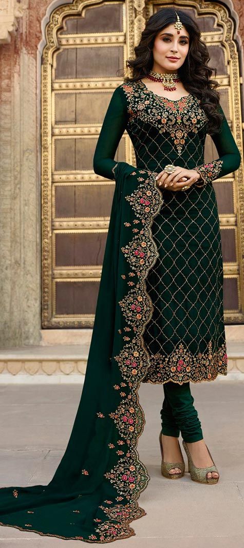 Buy Velvet Green Salwar Suit (NWS-6829) Online