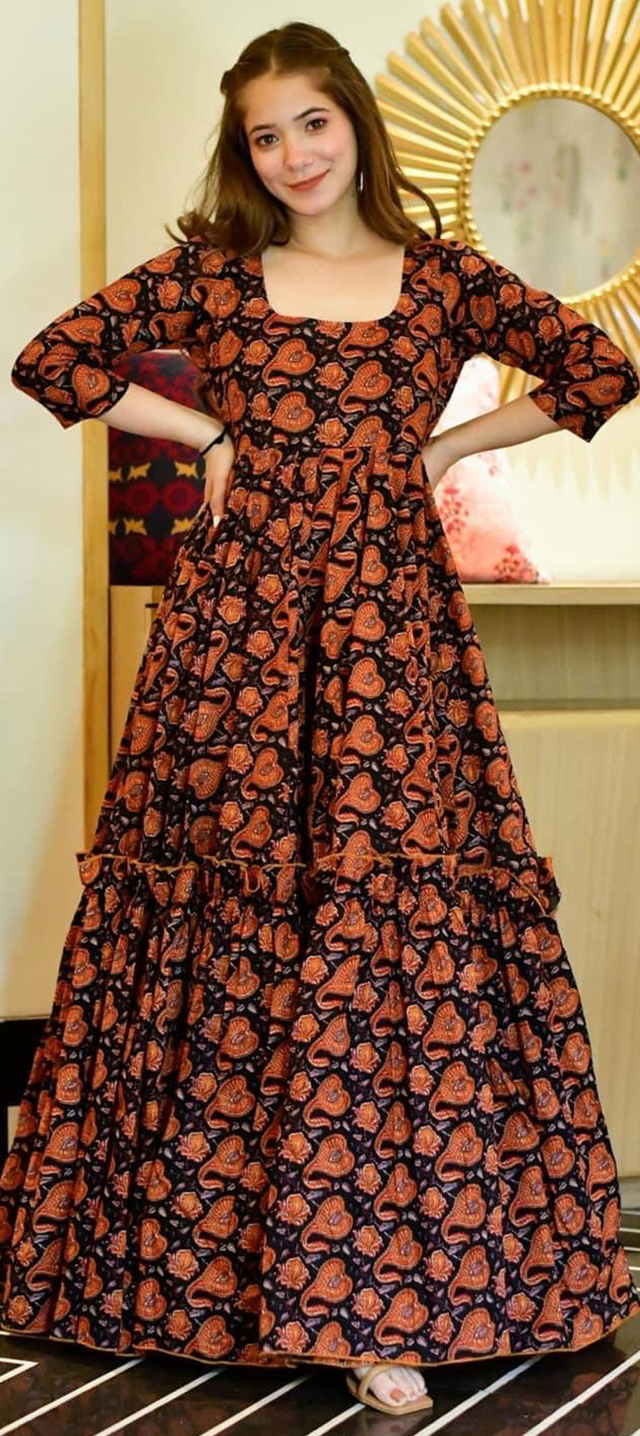 Party Wear, Reception Multicolor color Silk cotton fabric Gown