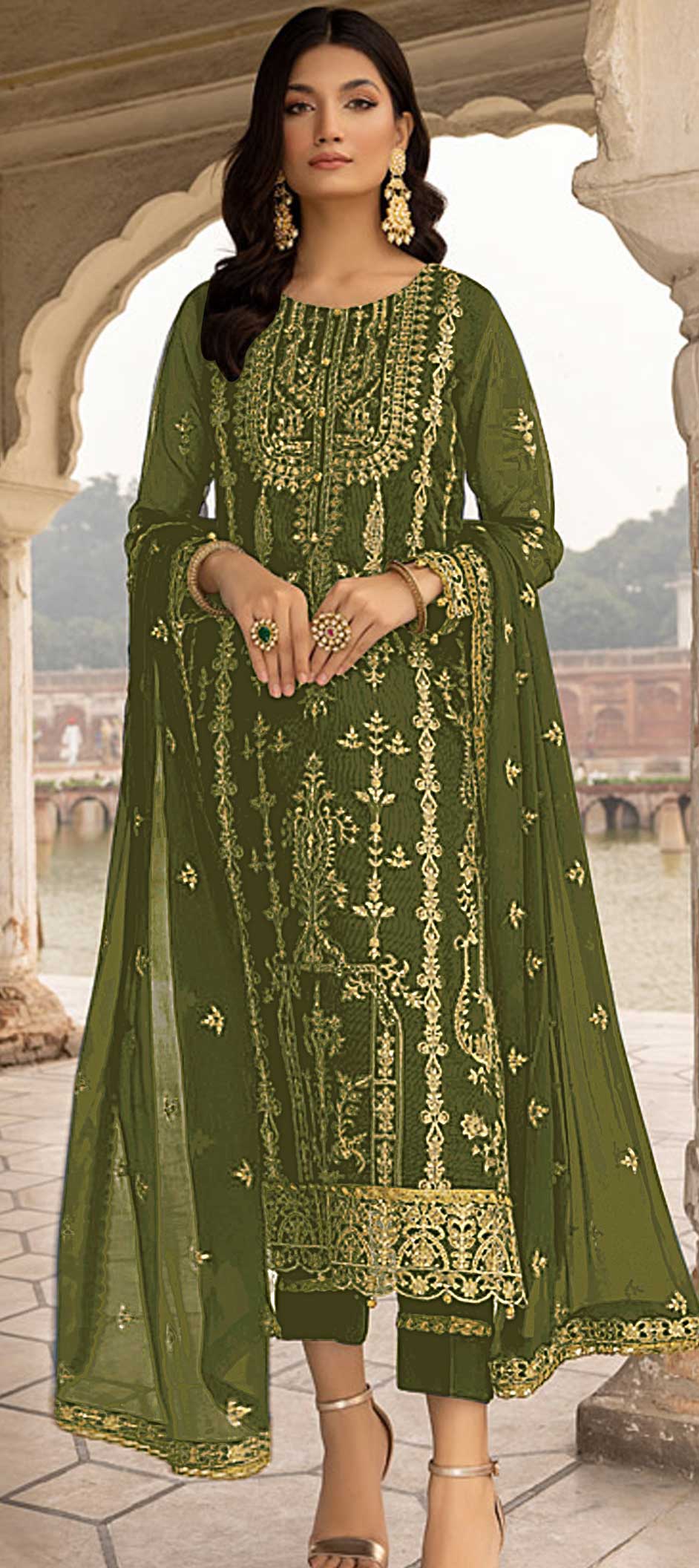 Festive Party Alluring Green Embroidered Trendy Salwar Kameez