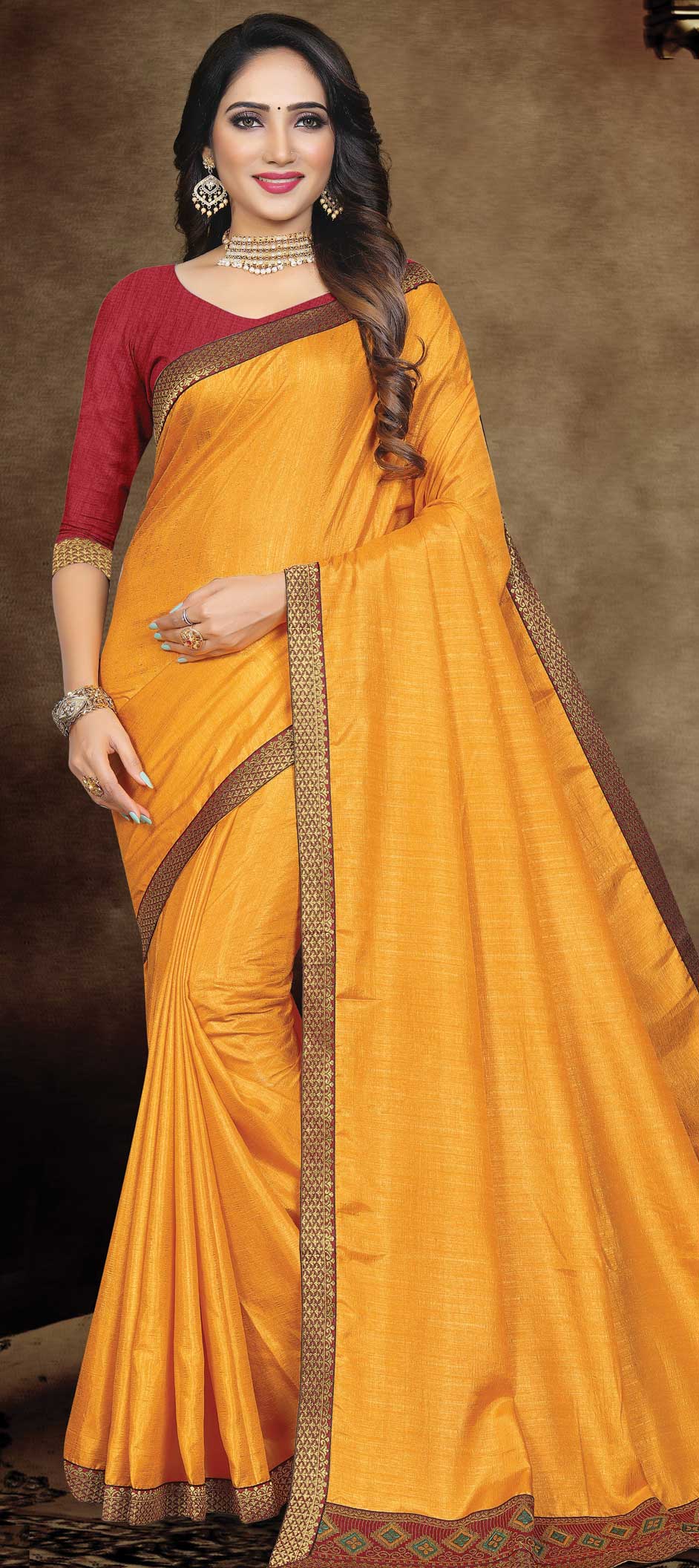 Buy online Women's Self Design Yellow Colored Saree With Blouse from ethnic  wear for Women by Shaily for ₹1299 at 72% off | 2024 Limeroad.com