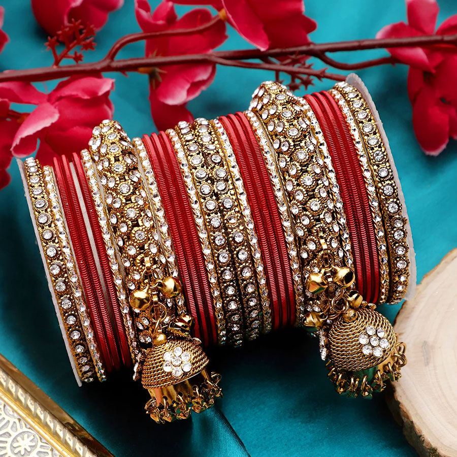 Red and Maroon color Metal Alloy metal Bangles 1870434