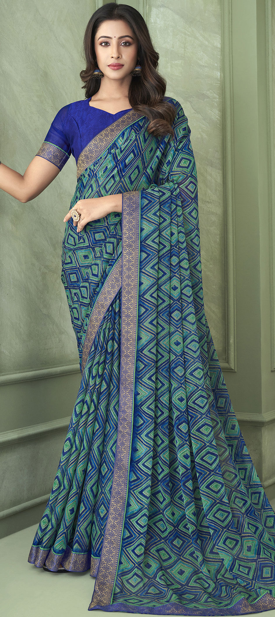 seymore Blue Color Georgette Printed Party Saree - (Raasleela-3209) in  Vellore at best price by Kamal Silk Sarees - Justdial