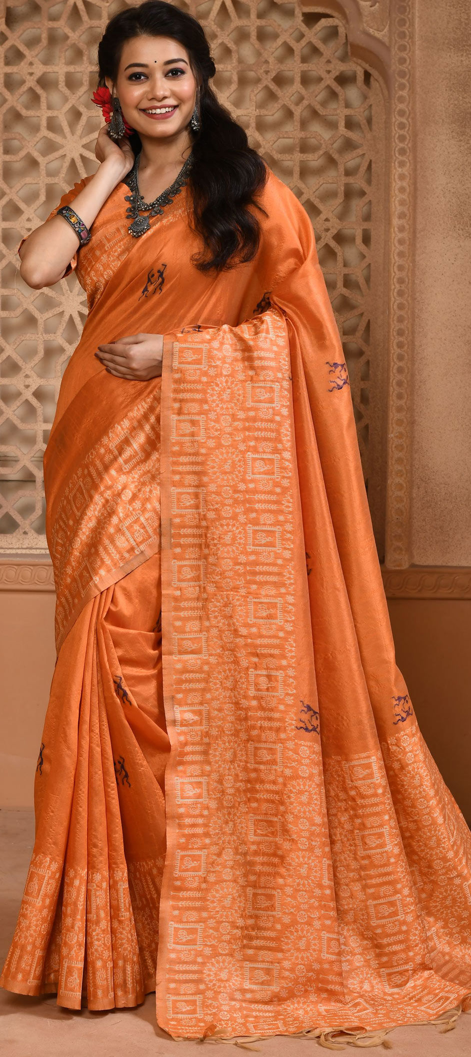 SWARNO - BANARASI SILK SAREE - OCHRE YELLOW – Trendy Touch Boutique