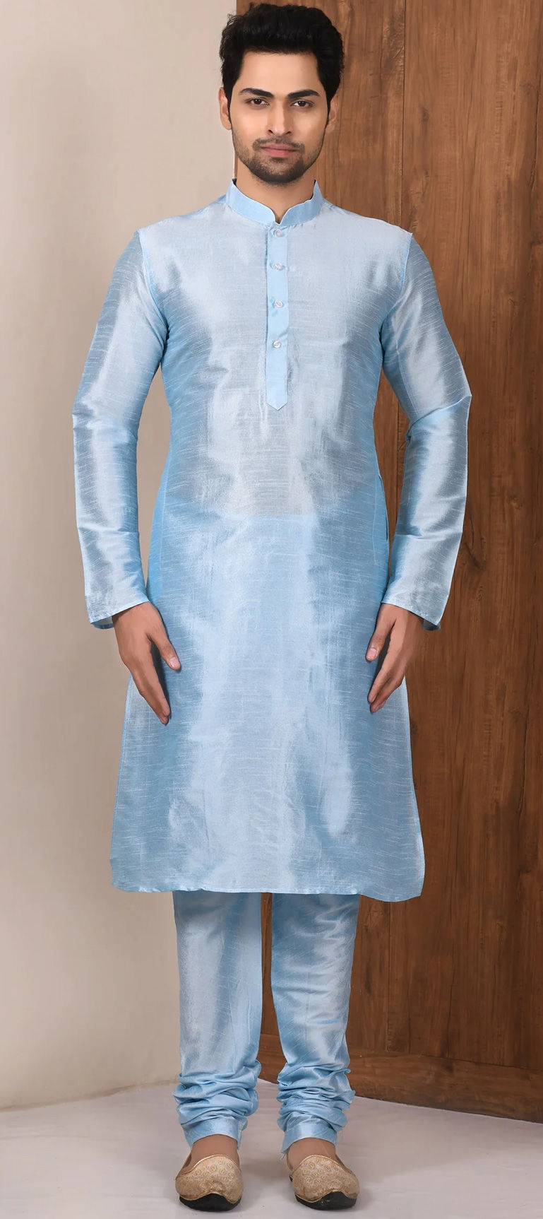 Party Wear Blue color Art Silk fabric Kurta Pyjamas 1875676