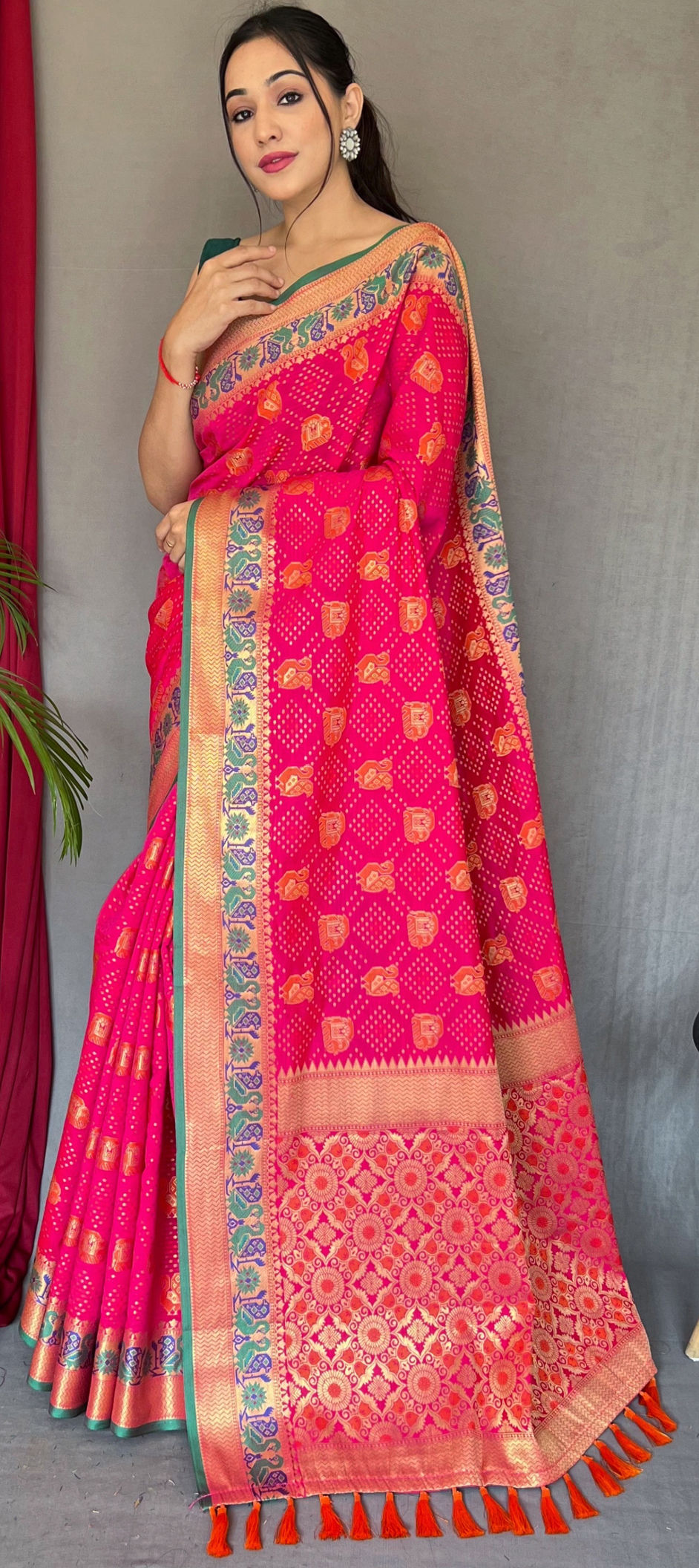 Rani Pink Embellished Silk Saree | Trendy sarees, Silk sarees, Soft silk  sarees