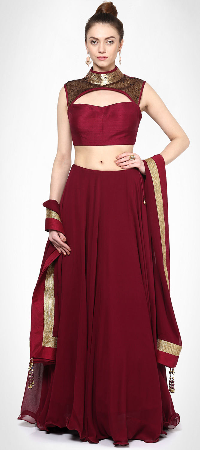 Dark Maroon Color Bridal Wear Lehenga Choli Design – TheDesignerSaree