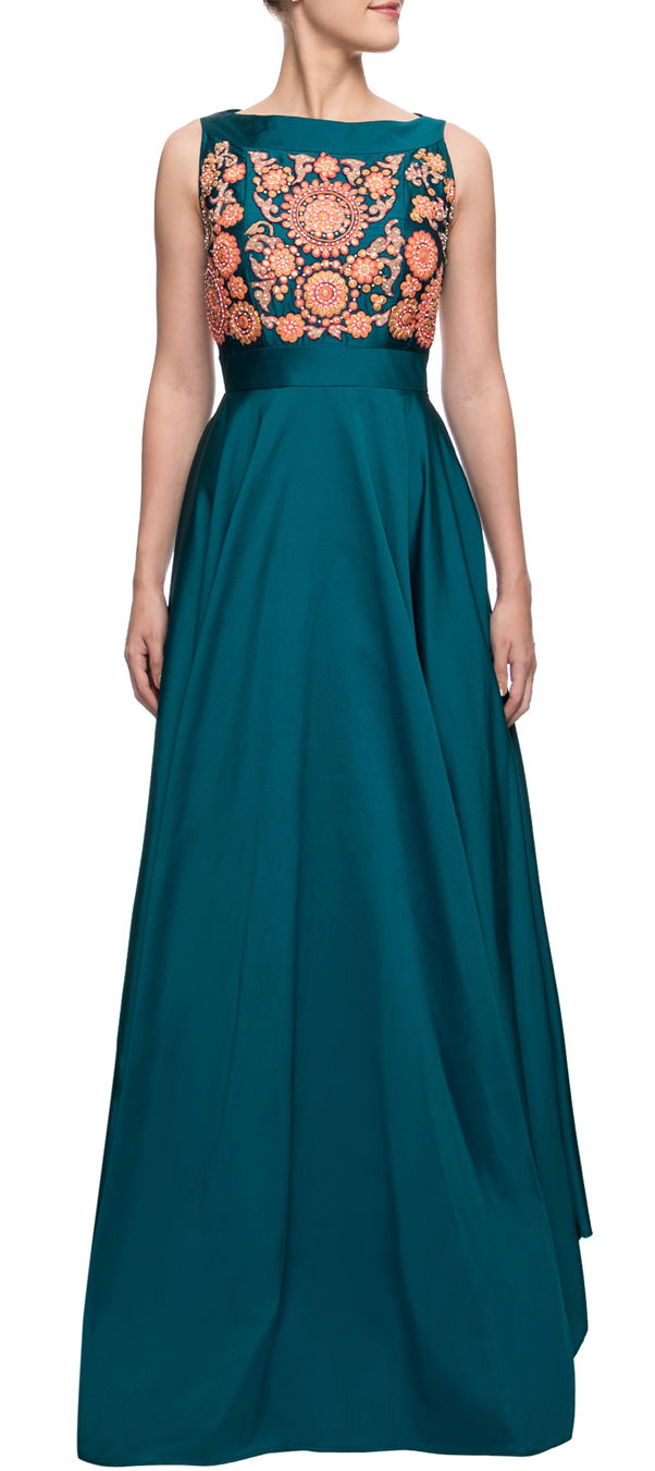 Designer, Party Wear Blue color Satin Silk fabric Gown 1880331