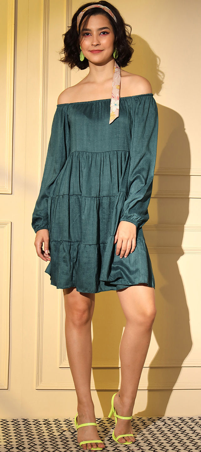 blue shoes with dress DEMETER antik blue - silk viscose casual long dress